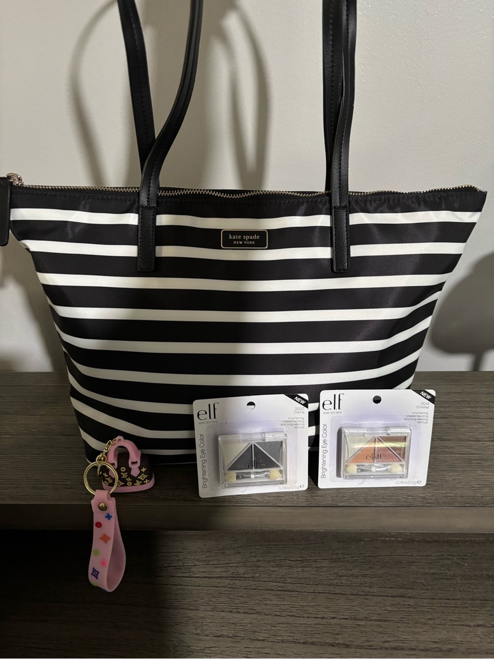 Kate Spade Black and White Striped Tote Bag